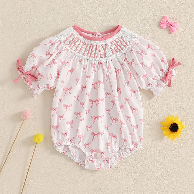 Infant Princess Birthday Jumpsuit with Flutter Sleeves and Sparkly Crown Applique Toddler Girl Romper Party Outfit