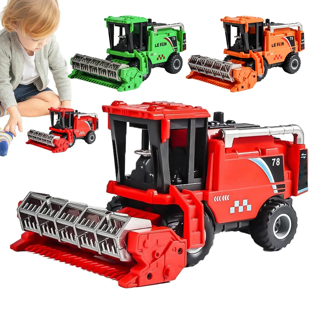 Friction Powered Combine Harvester Farm Toys Simulation Harvester Car Toy Push and Go Cars Toy for Kids Christmas Birthday Gift