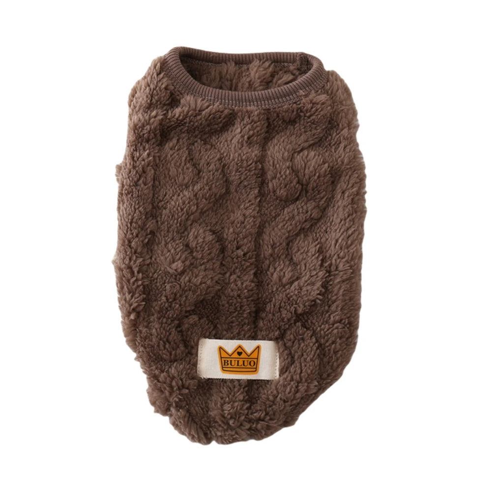 Solid Cute Wavy Double-sided Puppy Kitten Warm Coat Sweater Autumn Winter Fleece Pullover Pet Clothes for Small Medium Dogs Cats