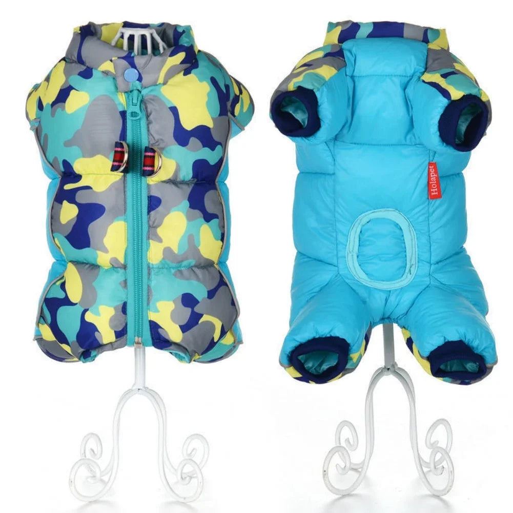Fullbody Small Dog Coat Warm Fleece Puppy Jacket Dog Winter 4-Leg Puffer Coat Reflective Turtleneck Dog Snow Jacket Snowsuit