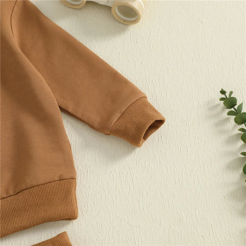 Toddler Baby Boys Fall Clothes Reindeer Head Embroidery Long Sleeve Round Neck Pullover Tops Elastic Waist Camouflage Pants