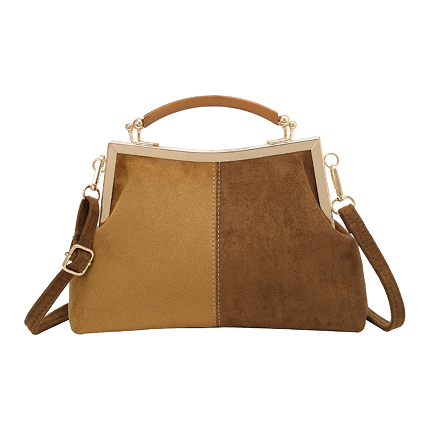 Faux Suede Fashion Handbag Solid Color Clutch Purses Lightweight Retro for Women Daily Use and Special Occasion