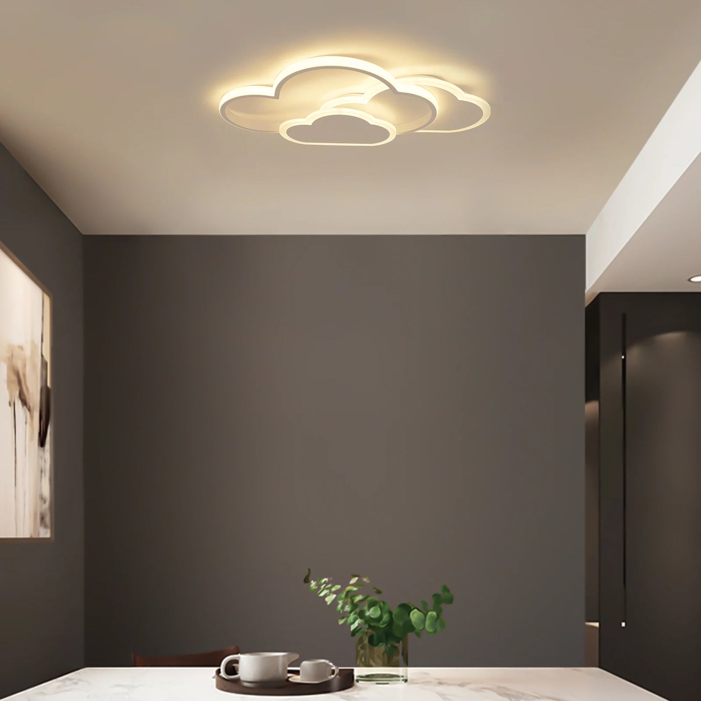 Cloud Shape LED Ceiling Light Fixture Modern 3-Color Lighting Acrylic Ceiling Lamp for Living Room Bedroom Kid's Room 52x31cm