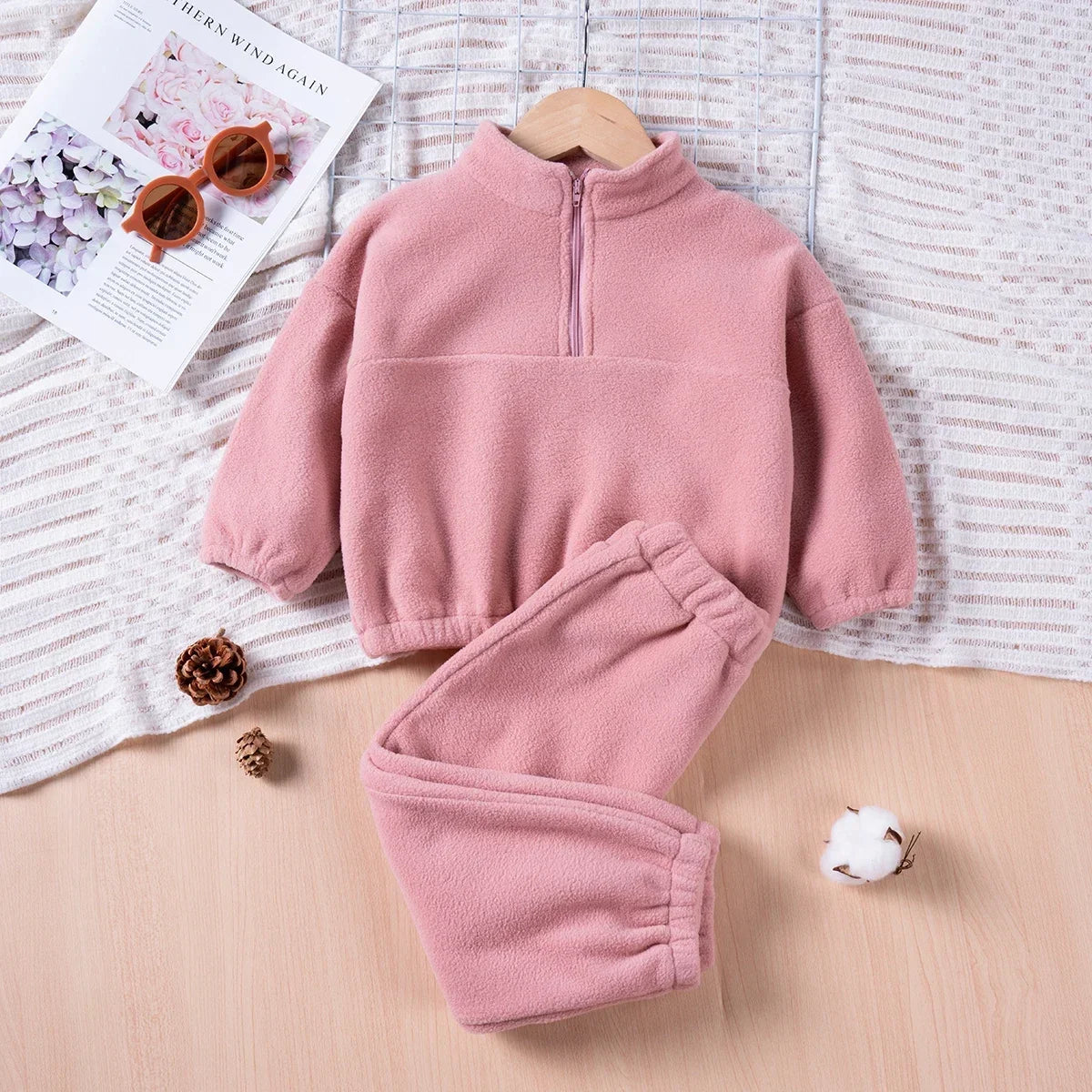 2024 Autumn Baby Boys Padded Suit Standing Collar Zip Sports Suit Kids Winter Baby Boys Girls Suit Outer Wear 2pcs Warm and Soft
