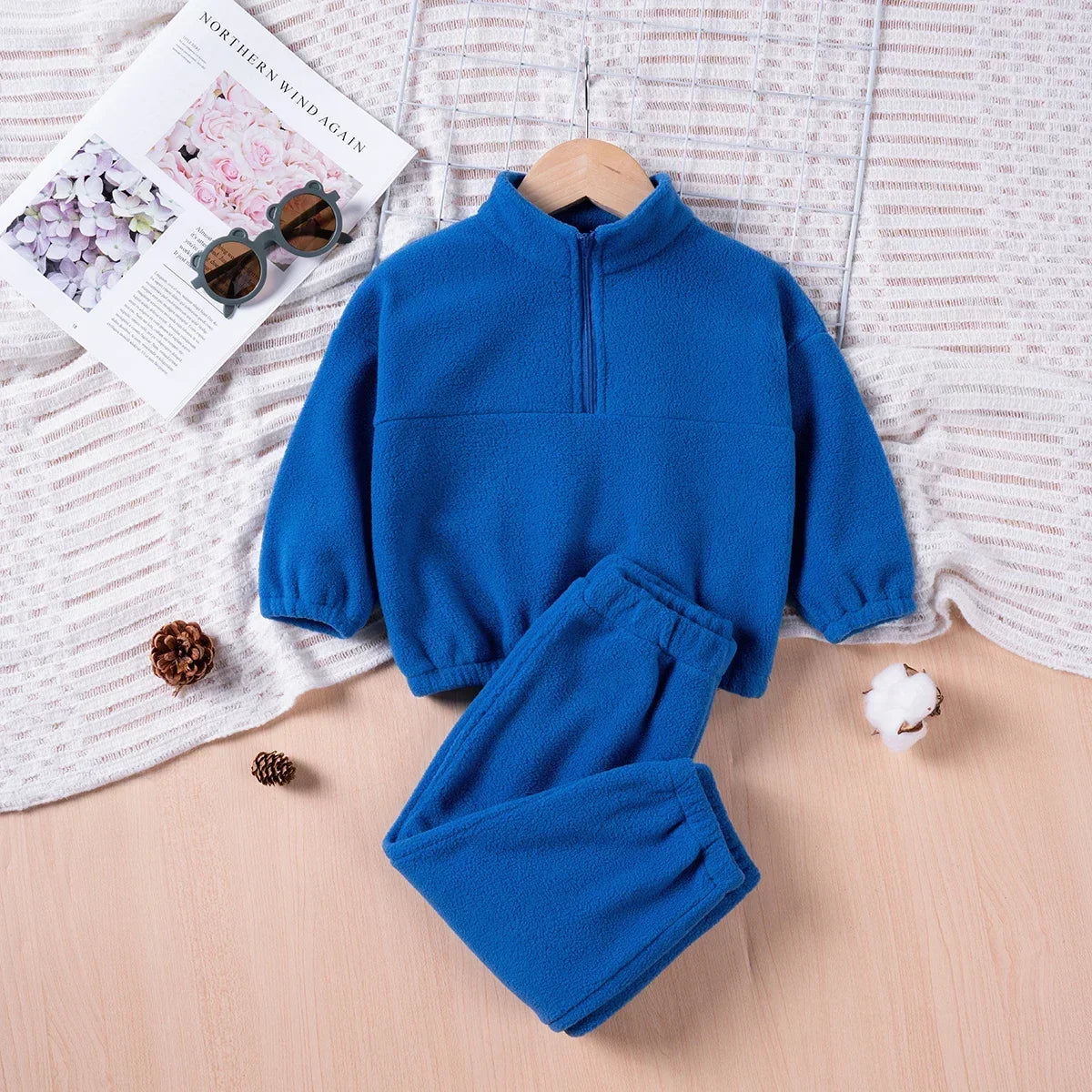 2024 Autumn Baby Boys Padded Suit Standing Collar Zip Sports Suit Kids Winter Baby Boys Girls Suit Outer Wear 2pcs Warm and Soft