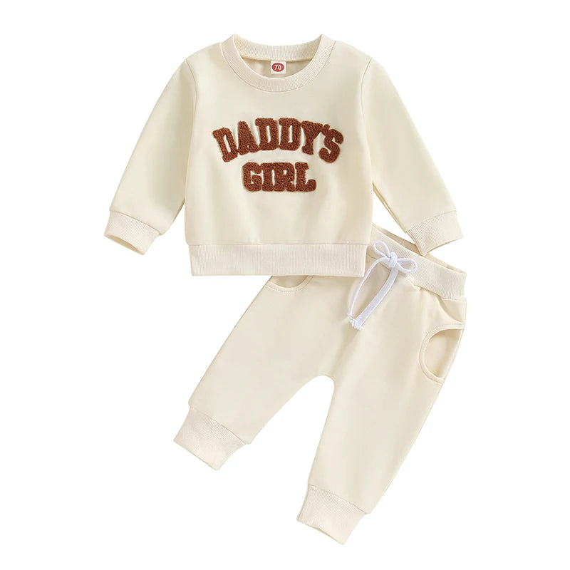 2023-08-08 Lioraitiin 0-3T Newborn Baby Girls Sweat Outfits Letter Print Sweatshirt Long Pant Fall Winter Baby Clothes Set