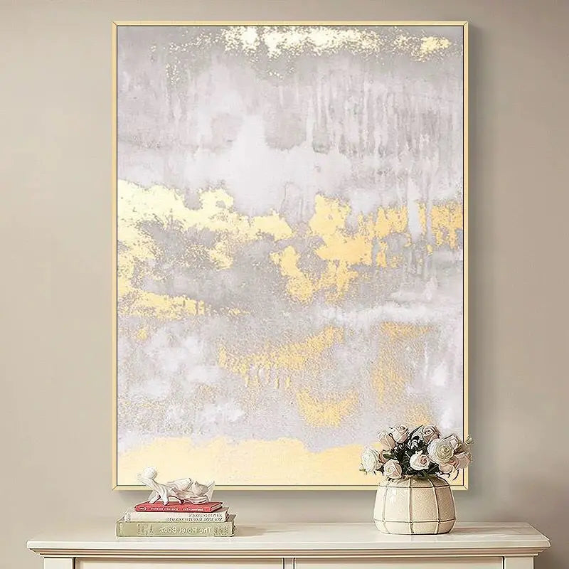 High quality Handmade acrylic oil painting on canvas texture golden foil poster wall art decor hanging picture for living room