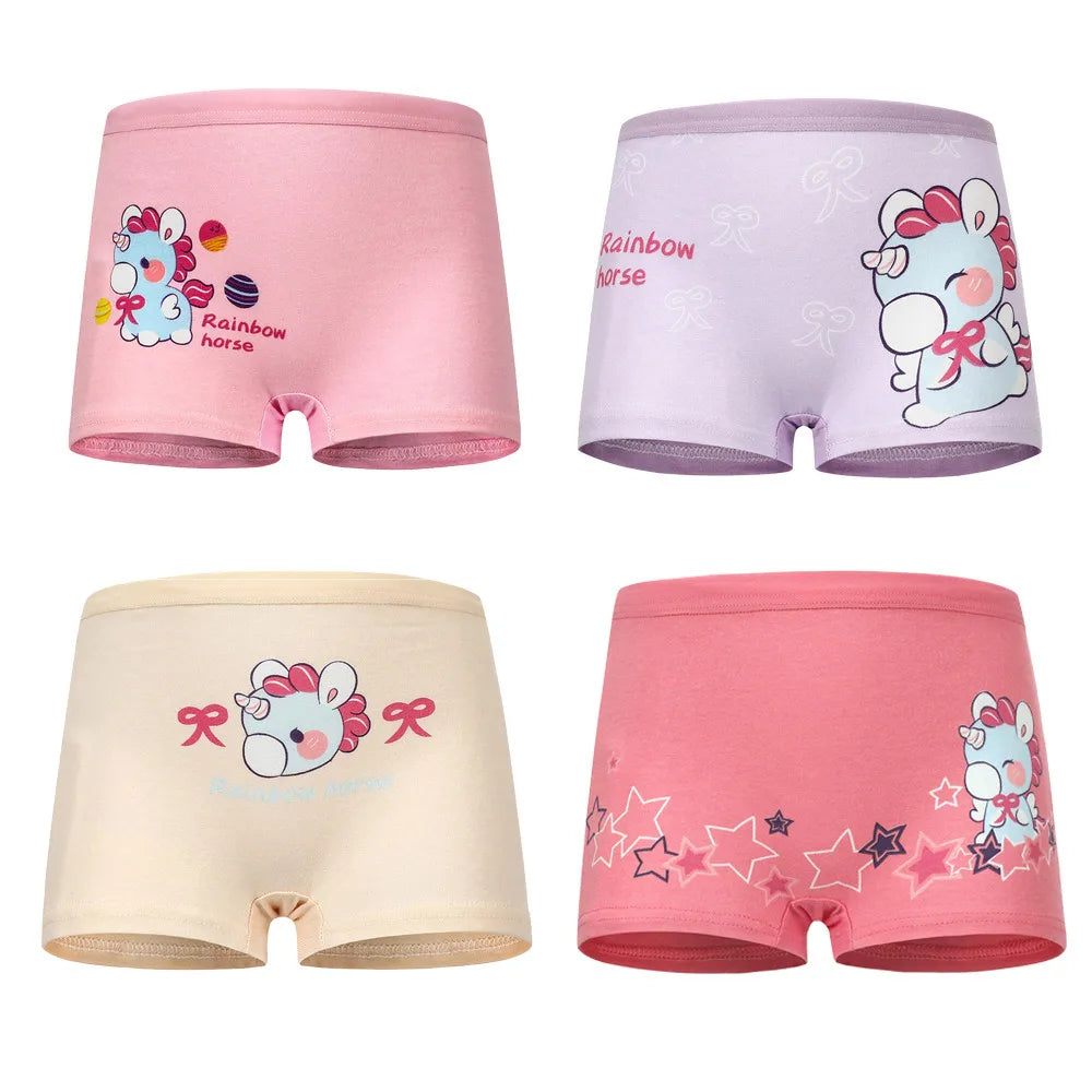 1/4/8/12 Pcs Children Girls Panties Sets Cotton Pretty Cute Cartoon Unicorn Print Child Underwear for Girl Kid Boxer Breathable