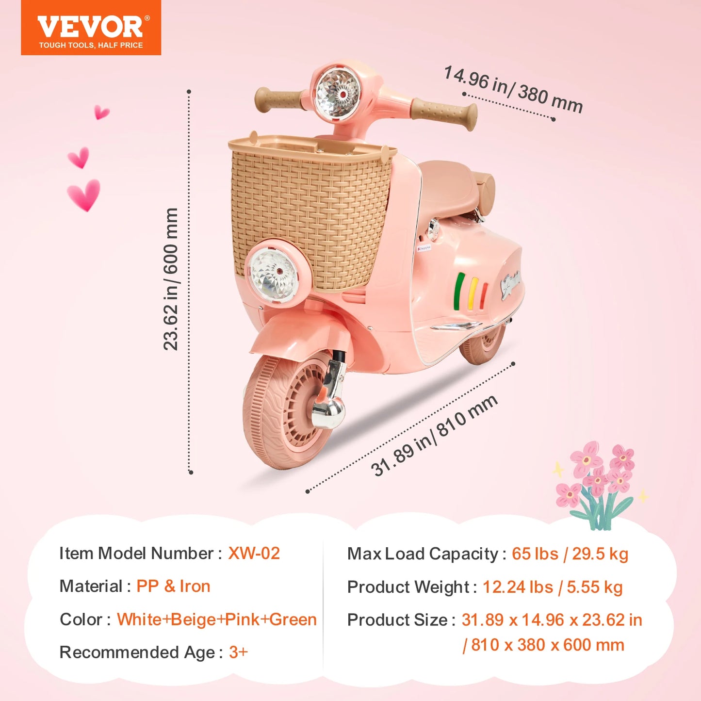 SucceBuy Kids Ride On Motorcycle 6V/12V Battery Powered Electric Motorcycle Trike with Speed 2mph Ride for Children Gifts