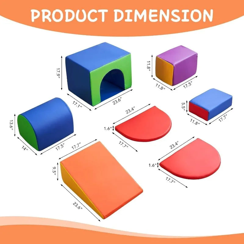 Soft Foam Climbing Blocks for Toddlers,7-Piece Climbing Toys Climbing Toys Indoor Foam Play Gym Foamnasium 1-3 Years Old Baby