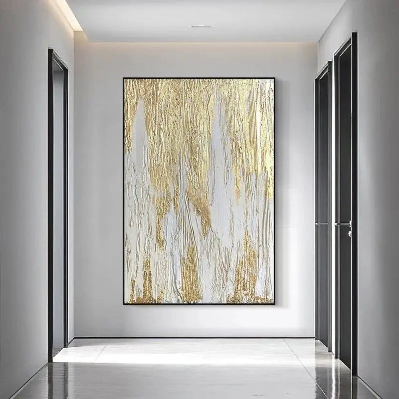 High quality Handmade acrylic oil painting on canvas texture golden foil poster wall art decor hanging picture for living room
