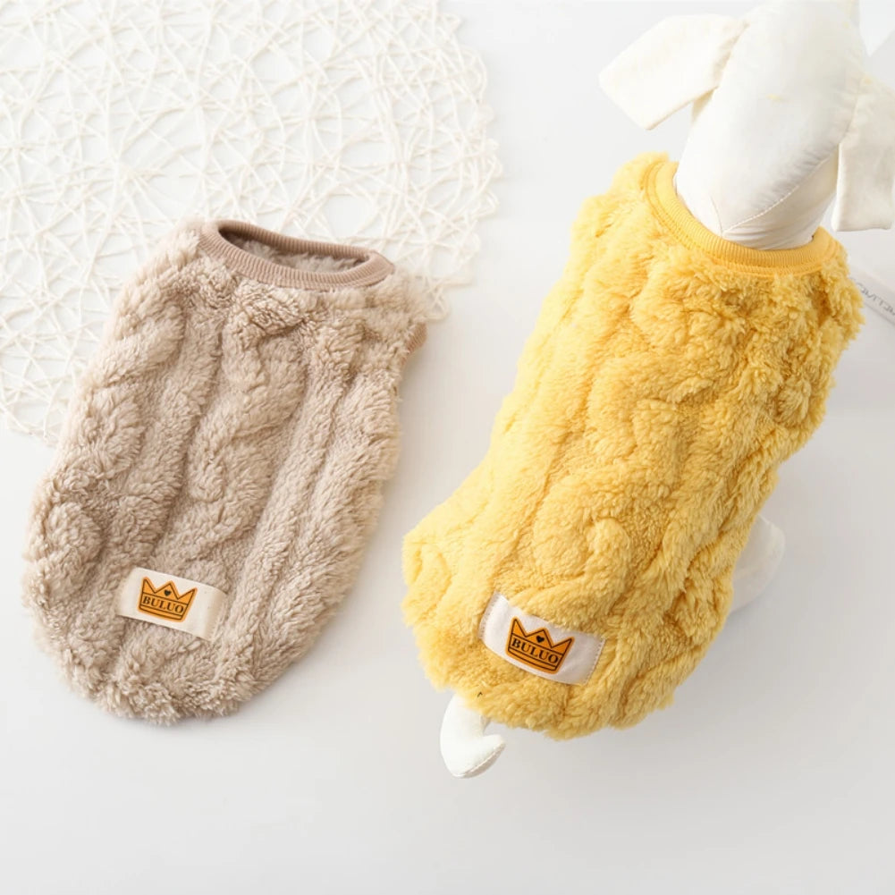 Solid Cute Wavy Double-sided Puppy Kitten Warm Coat Sweater Autumn Winter Fleece Pullover Pet Clothes for Small Medium Dogs Cats