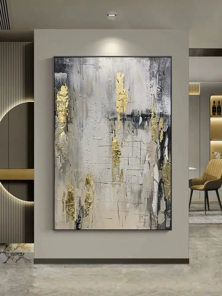 High quality Handmade acrylic oil painting on canvas texture golden foil poster wall art decor hanging picture for living room
