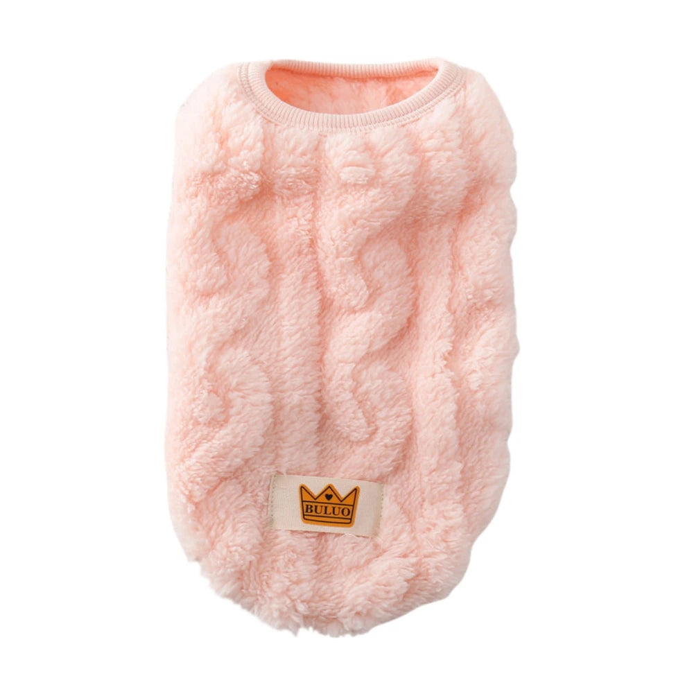 Solid Cute Wavy Double-sided Puppy Kitten Warm Coat Sweater Autumn Winter Fleece Pullover Pet Clothes for Small Medium Dogs Cats