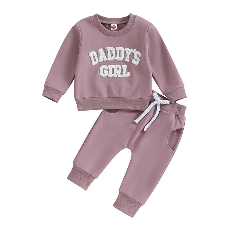 2023-08-08 Lioraitiin 0-3T Newborn Baby Girls Sweat Outfits Letter Print Sweatshirt Long Pant Fall Winter Baby Clothes Set