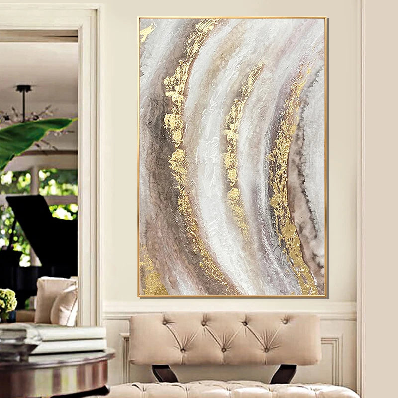 High quality Handmade acrylic oil painting on canvas texture golden foil poster wall art decor hanging picture for living room