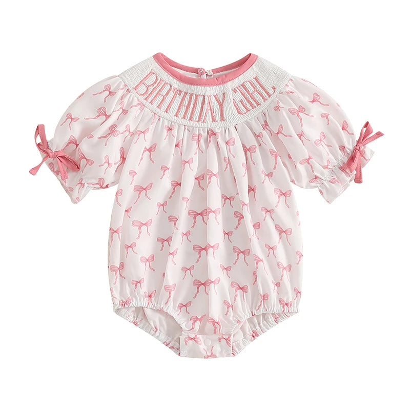 Infant Princess Birthday Jumpsuit with Flutter Sleeves and Sparkly Crown Applique Toddler Girl Romper Party Outfit
