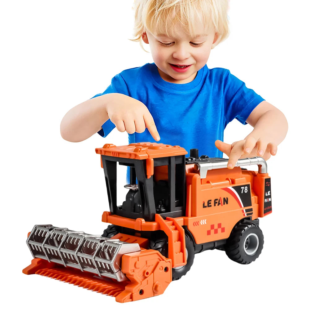 Friction Powered Combine Harvester Farm Toys Simulation Harvester Car Toy Push and Go Cars Toy for Kids Christmas Birthday Gift