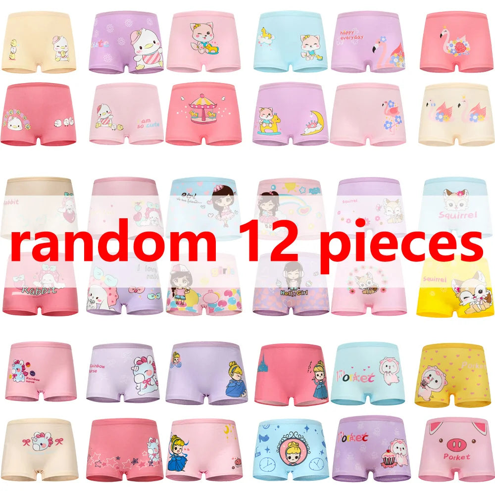 1/4/8/12 Pcs Children Girls Panties Sets Cotton Pretty Cute Cartoon Unicorn Print Child Underwear for Girl Kid Boxer Breathable