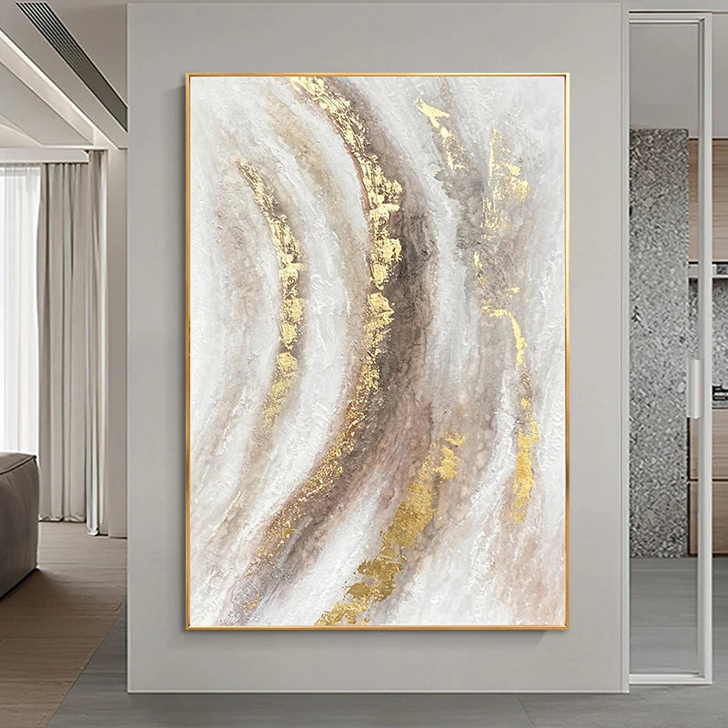 High quality Handmade acrylic oil painting on canvas texture golden foil poster wall art decor hanging picture for living room