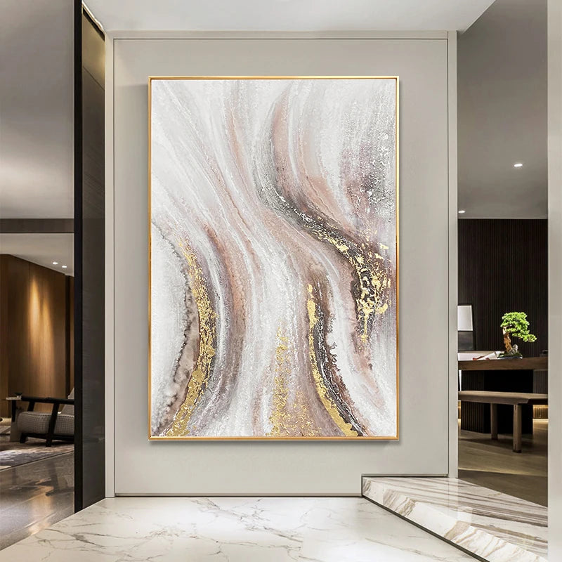 High quality Handmade acrylic oil painting on canvas texture golden foil poster wall art decor hanging picture for living room