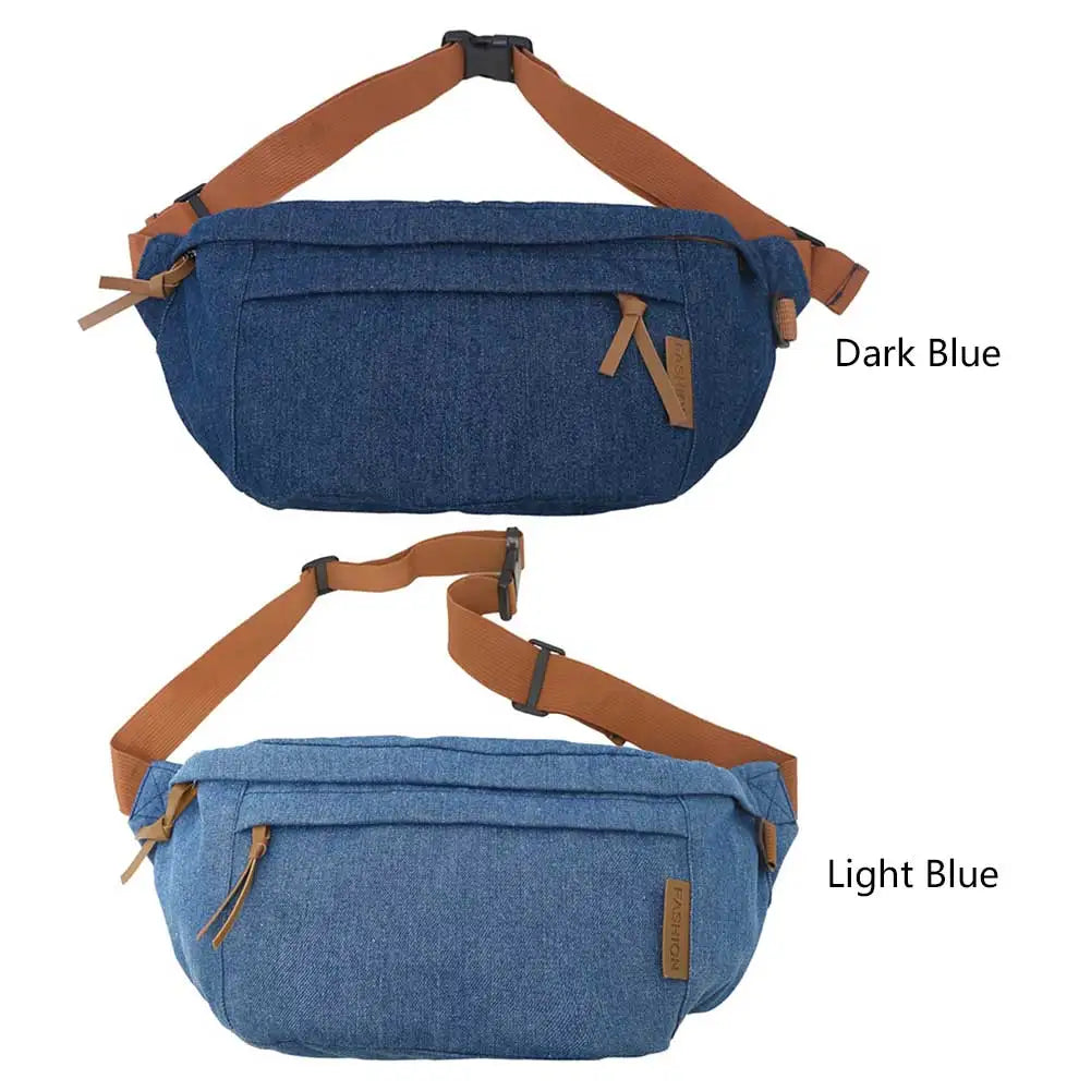 Denim Messenger Chest Bag Harajuku Men Women Casual Chest Bags Adjustable Shoulder Straps Solid Color Fashion Female Waist Bag