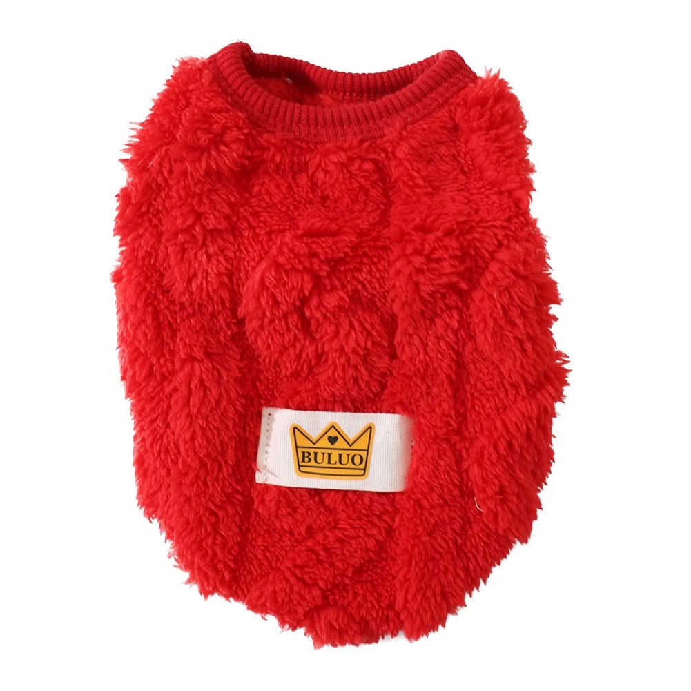 Solid Cute Wavy Double-sided Puppy Kitten Warm Coat Sweater Autumn Winter Fleece Pullover Pet Clothes for Small Medium Dogs Cats