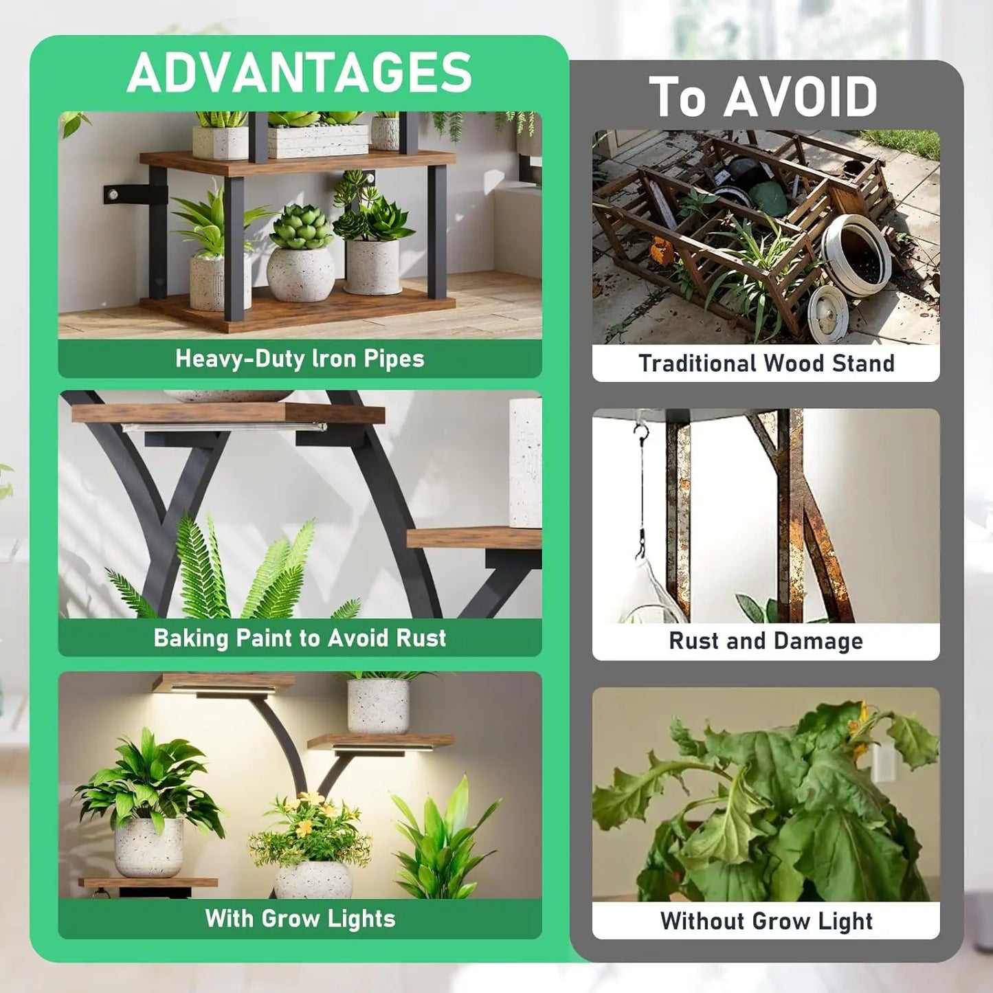 Plant Stand Indoor with Grow Light, 8 Tiered Plant Shelf Indoor for Multiple Plant, Metal Corner Plant Stand Plant·Hot Sale