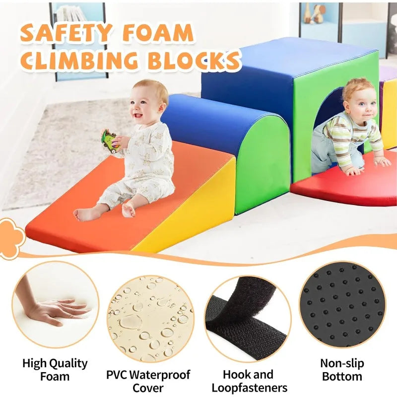 Soft Foam Climbing Blocks for Toddlers,7-Piece Climbing Toys Climbing Toys Indoor Foam Play Gym Foamnasium 1-3 Years Old Baby