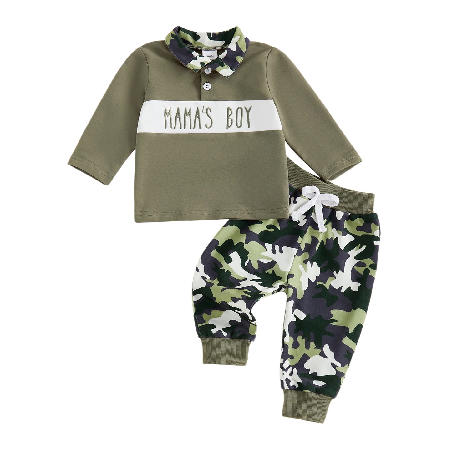 Boys Winter 2Pcs Outfits Long Sleeve Lapel Logo Print Tops Solid Color Pants Sets Warm Clothing Sets for Kids