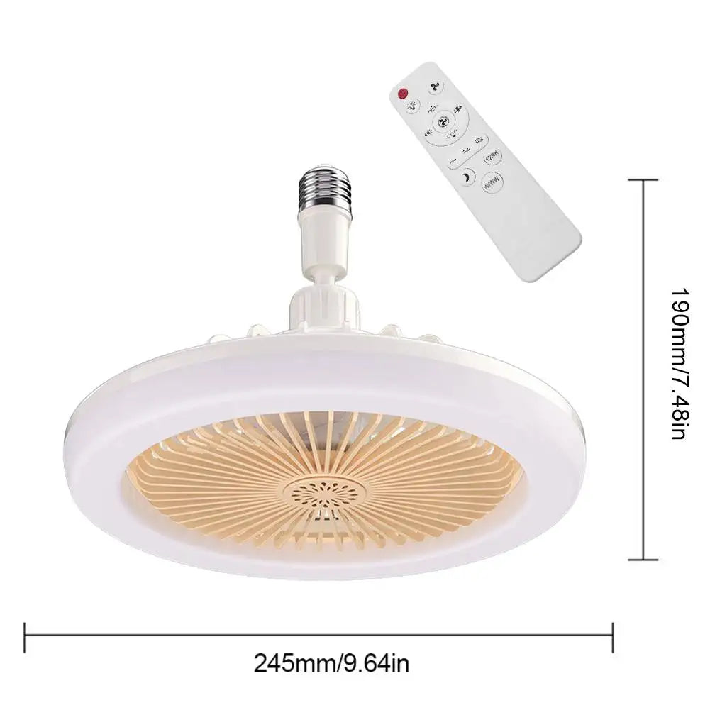 Socket Fan Light with Remote Ceiling Fan with Light Adjustable Wind Speed Timing Wireless Fan RGB Light for Living Room Bedroom