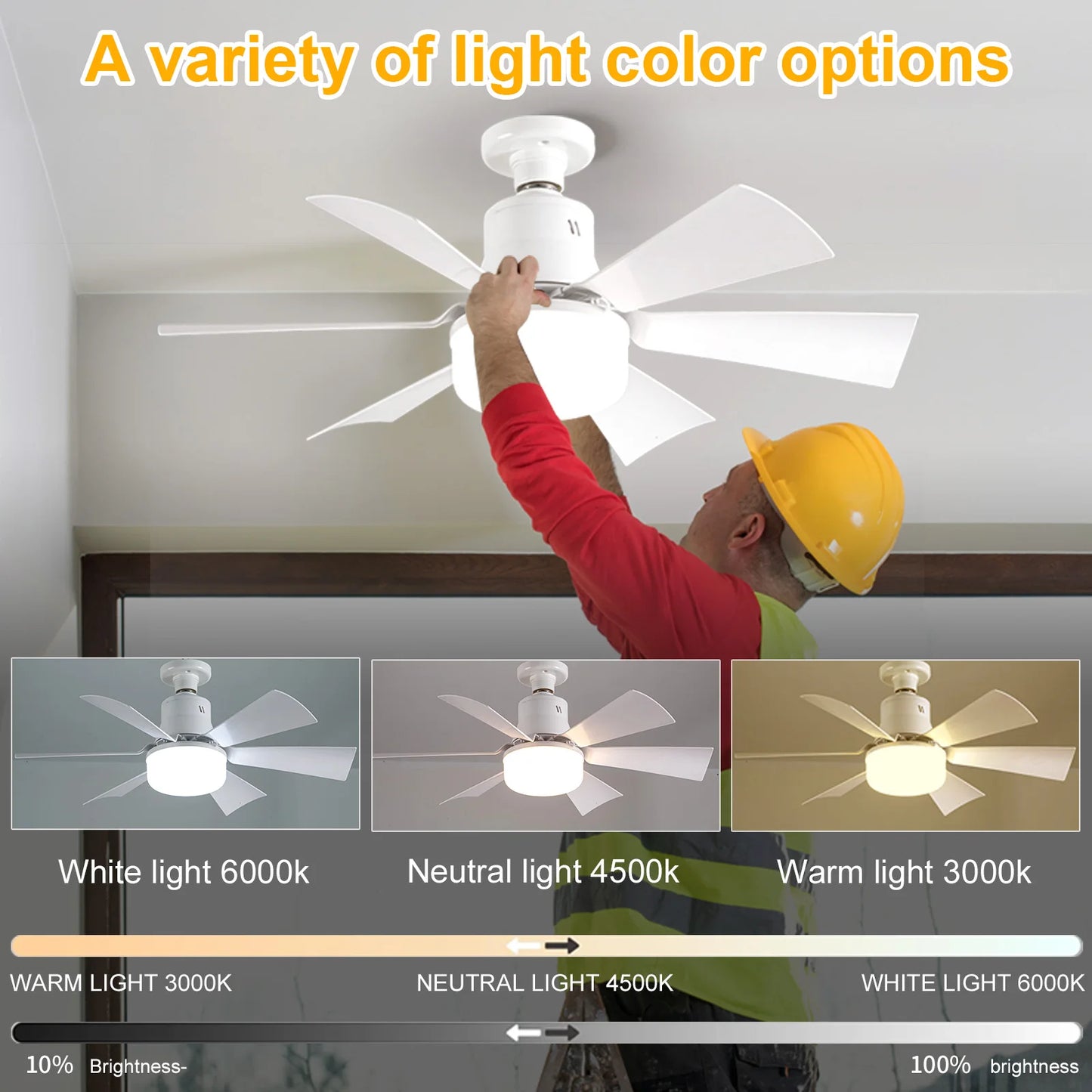 Socket Fan Light with Remote Ceiling Fan with Light Adjustable Wind Speed Timing Wireless Fan RGB Light for Living Room Bedroom