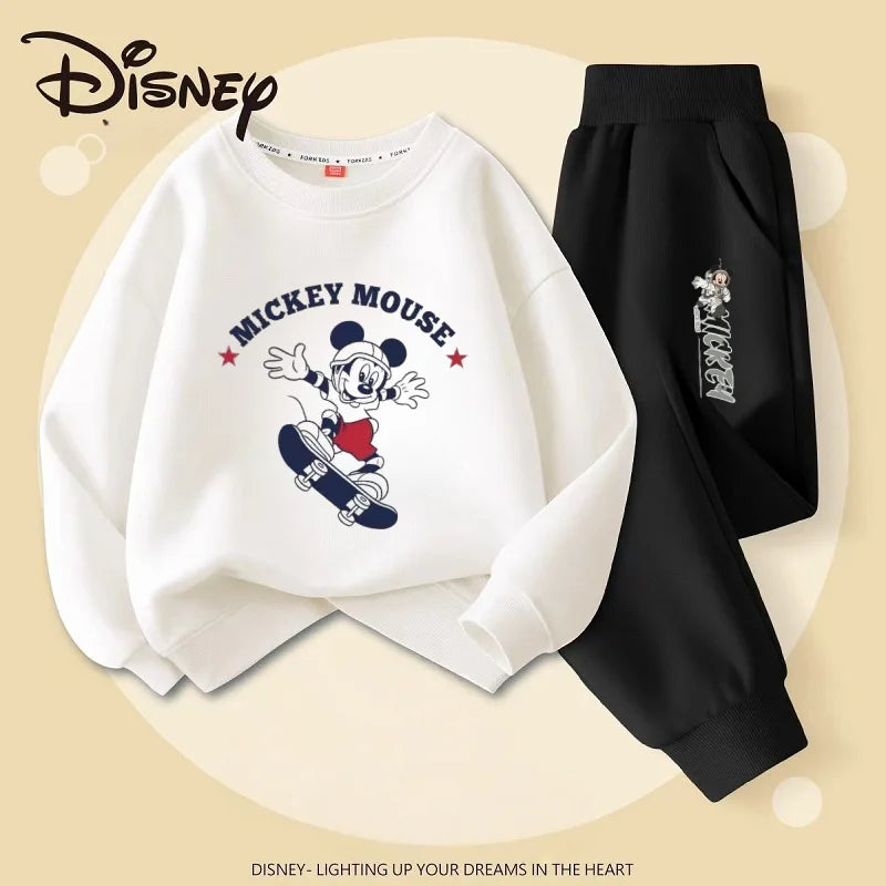 Autumn Baby Girls Boys Clothes Set Children Disney Mickey Printing Sweatshirt Top and Pants Bottom 2Pieces Suit Cotton Tracksuit