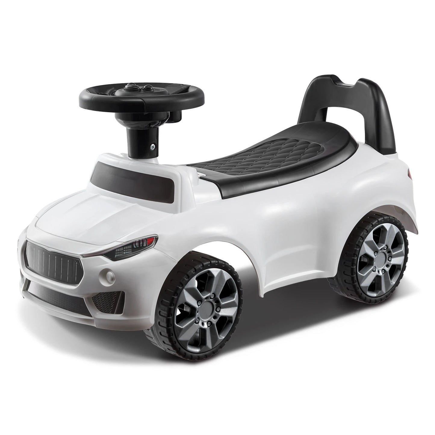 SucceBuy White/Pink Ride On Push Car Classic Kids Ride On Sports Toy Car with Music Steering Wheel for Toddlers Boys Girls