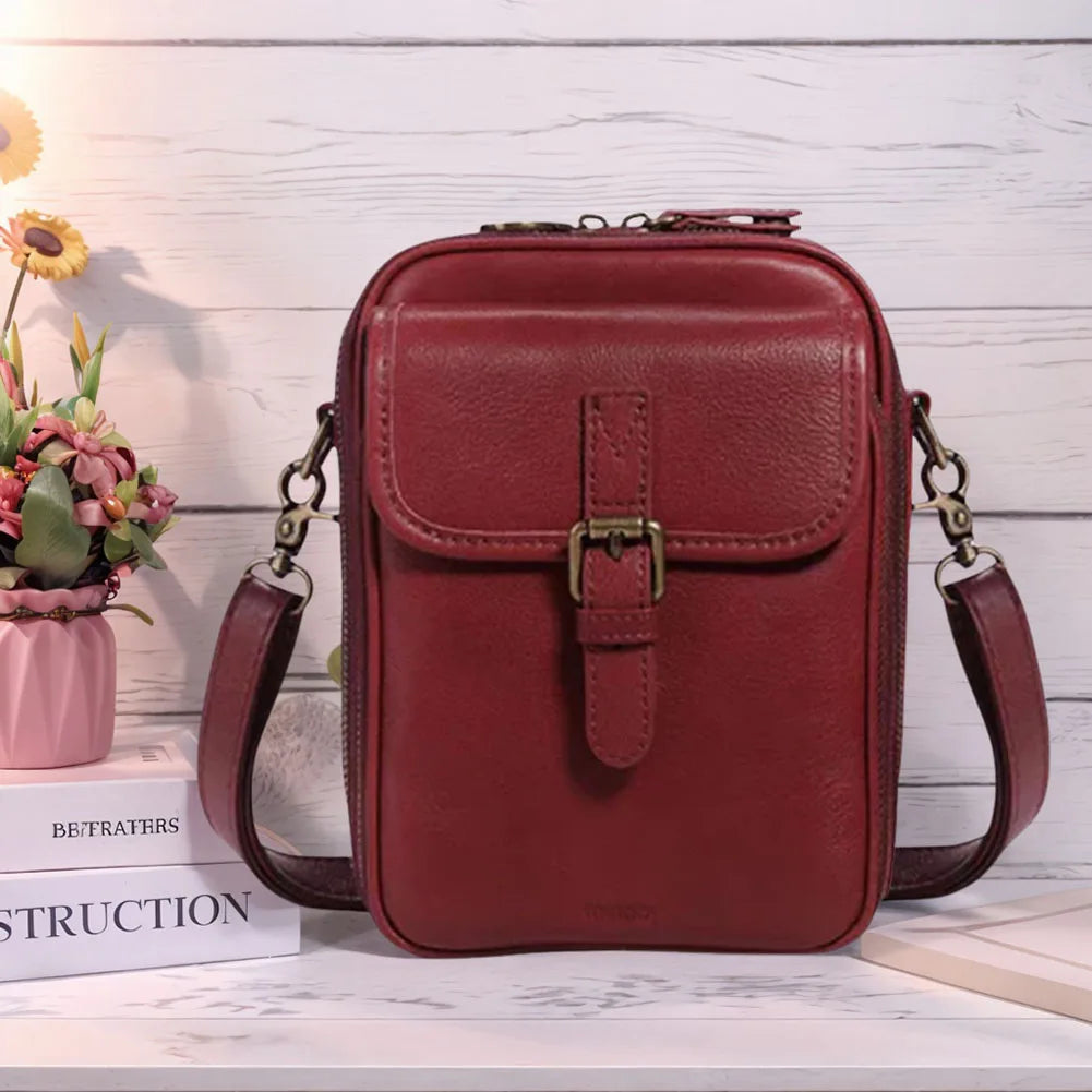 Leather Small Crossbody Cell Phone Bag with Adjustable Removable Strap Trendy Sling Bag Cellphone Bag Wallet Purse for Women Men