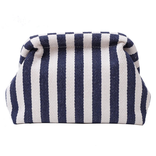 Summer Beach Clutch Bag for Women Striped Ruched Cloud Purse Colorblock Cute Pouch Hobo Bag for Travel Party Prom