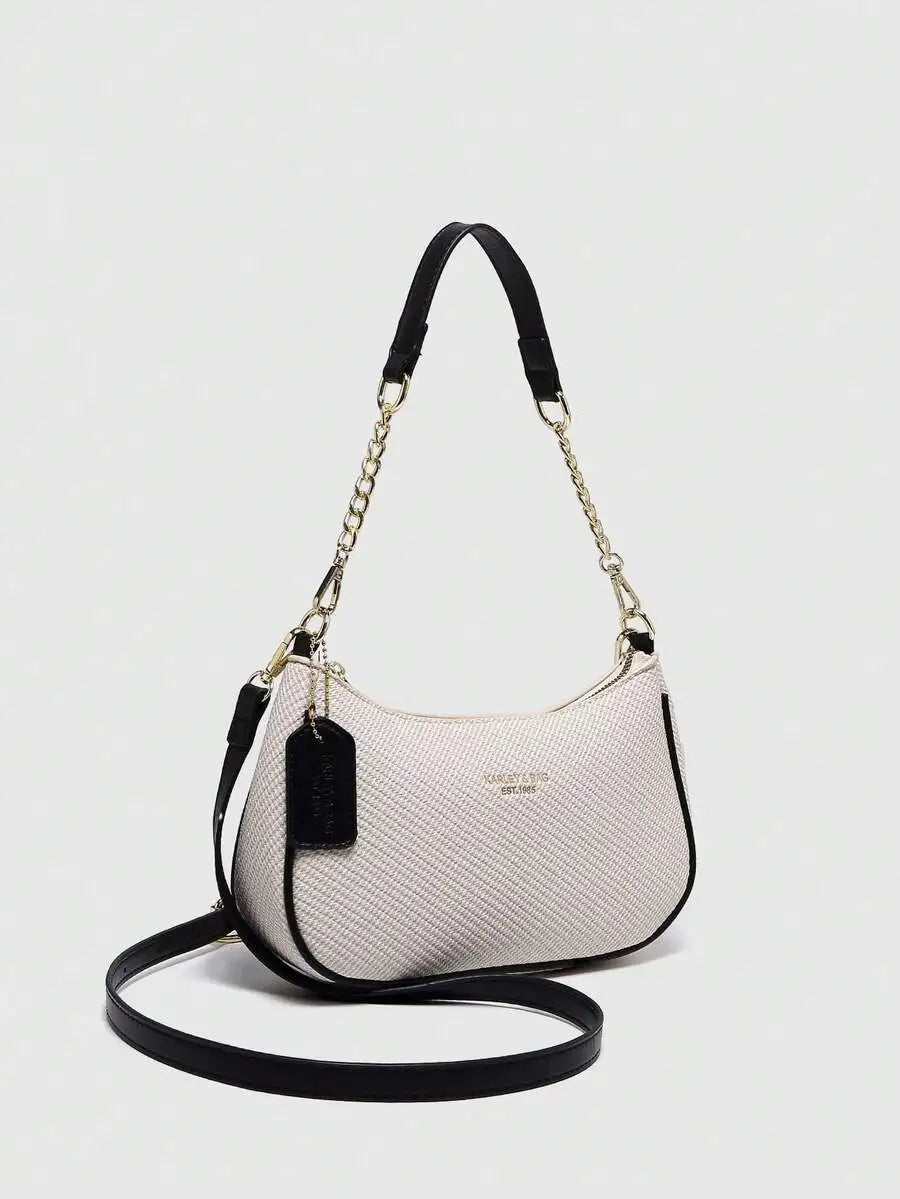 2025 New Fashion Crescent PU Leather Shoulder Bag with Cherry Charm, Crossbody or Underarm Wear
