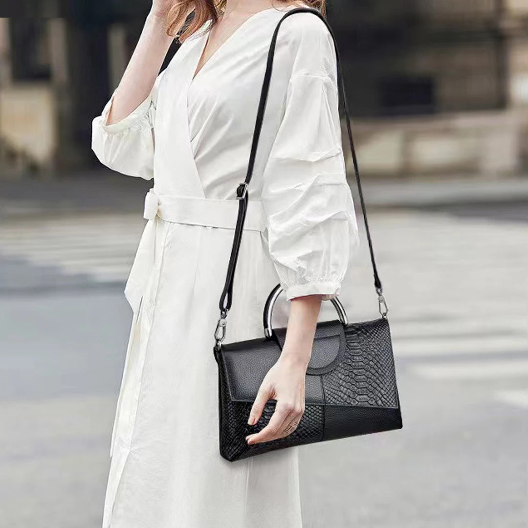 Snake skin pattern black handbag new women's bag cover handbag shoulder bag cross-body bag fashionable elegant evening bag