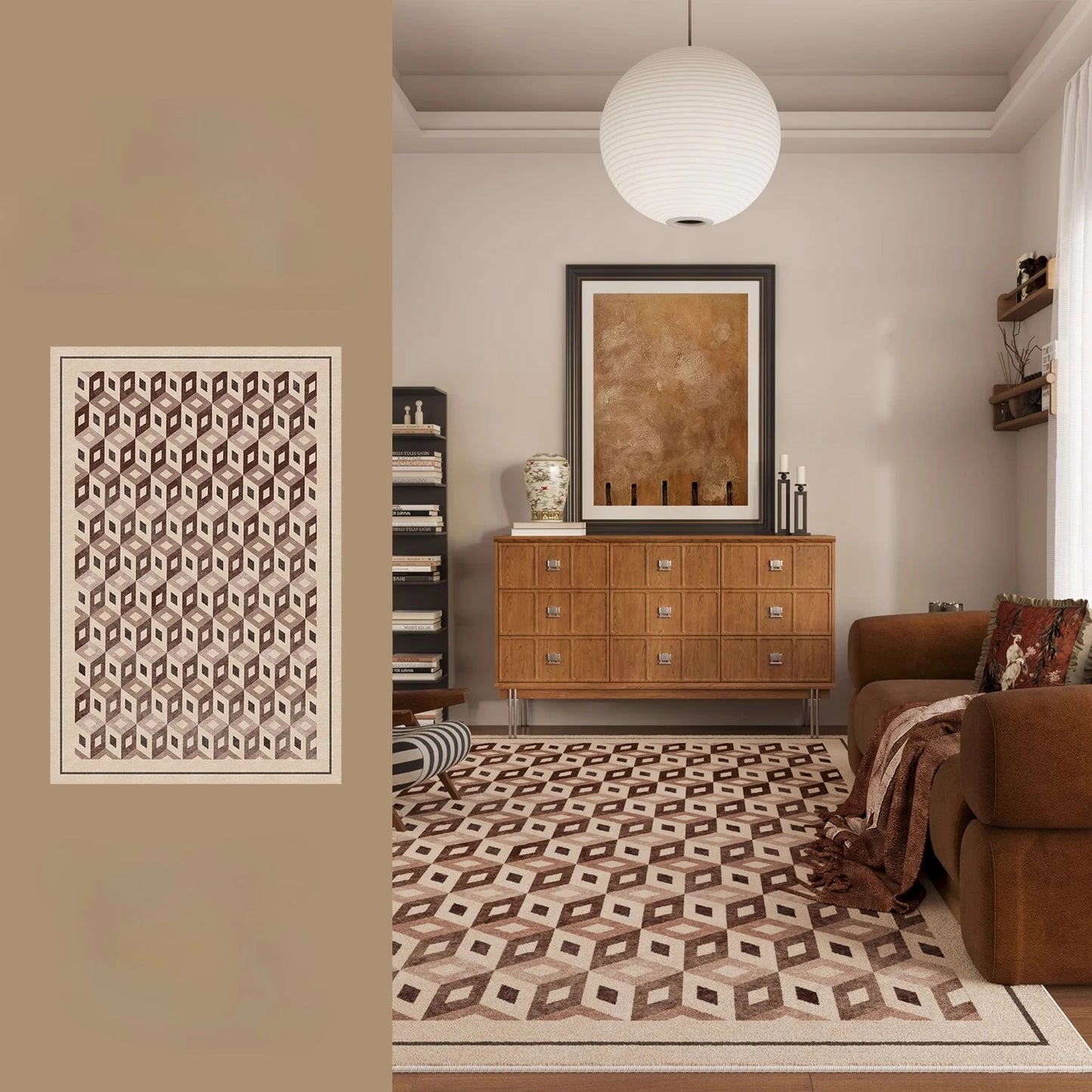 Retro Style Rugs for Bedroom Large Area Living Room Decoration Waterproof Carpet Washable Lounge Floor Mat Anti-slip Bedside Rug