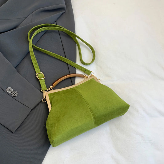 Faux Suede Fashion Handbag Solid Color Clutch Purses Lightweight Retro for Women Daily Use and Special Occasion