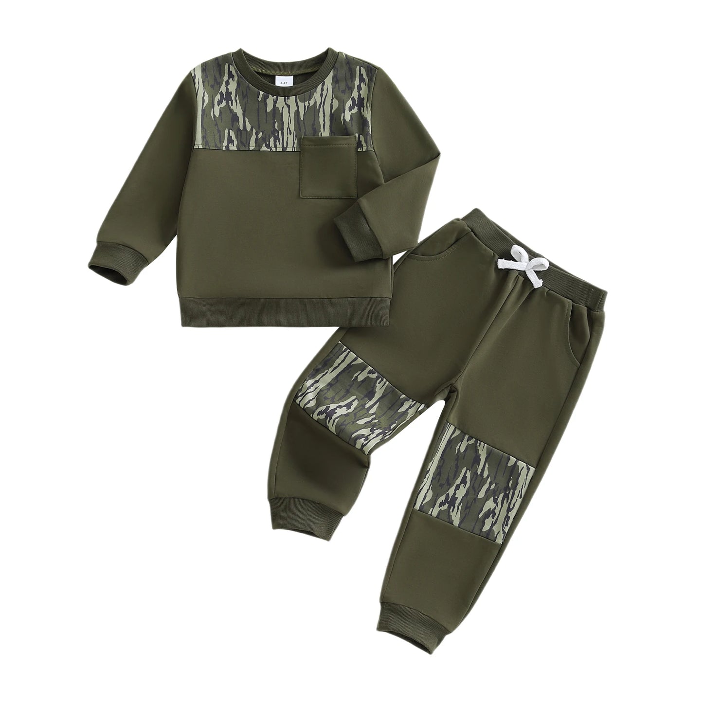 Boys 2-Piece Set Hooded Camo Sweatshirt with Matching Joggers Cozy Fall Outfit for Active Kids