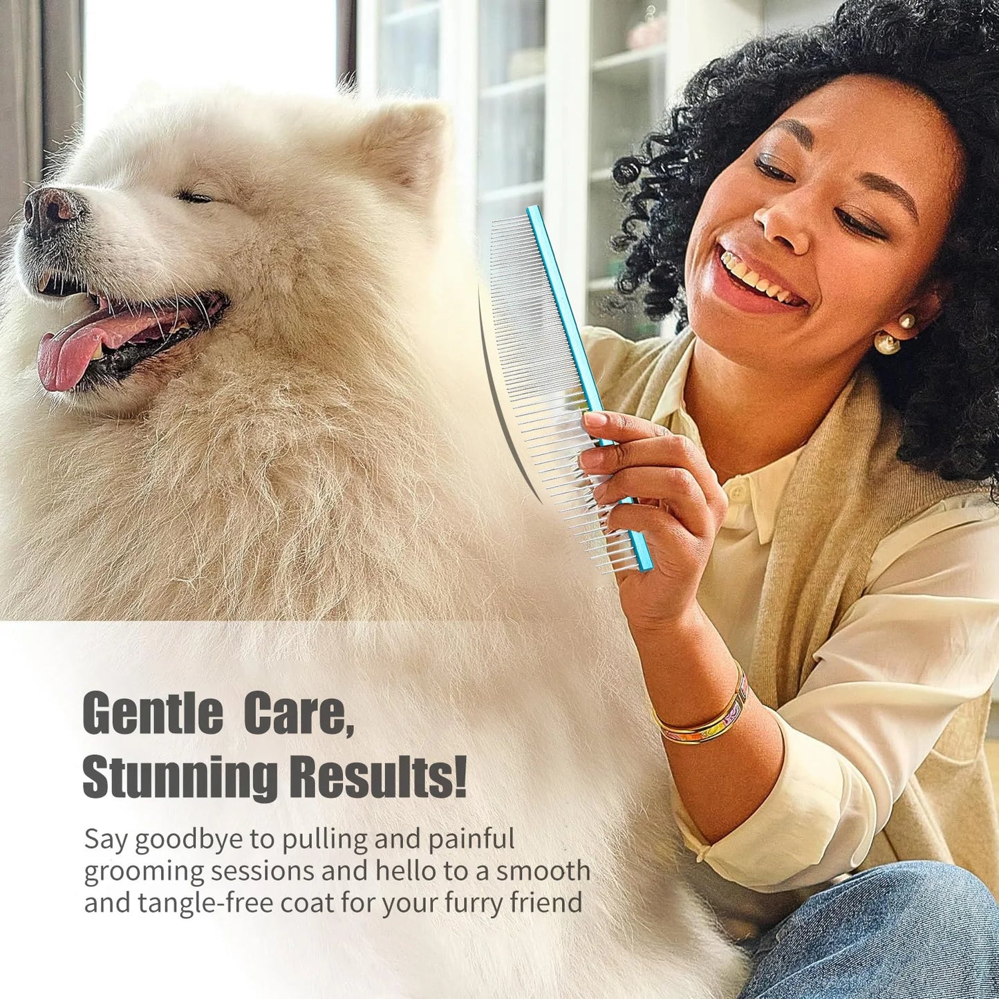 Pet Moon Comb Stainless Steel Thin Teeth Cat Dog Face Hair Grooming Comb For Details Care Small Pet Comb Round Tip