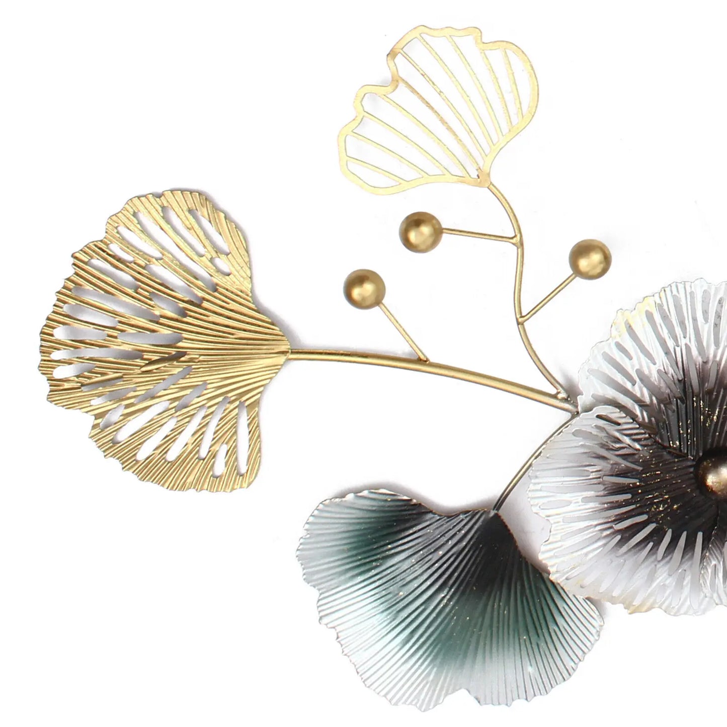 NEW 90*45cm Large Wall Clock Ginkgo Leaf Metal Wall Watch Living Room Home Decor
