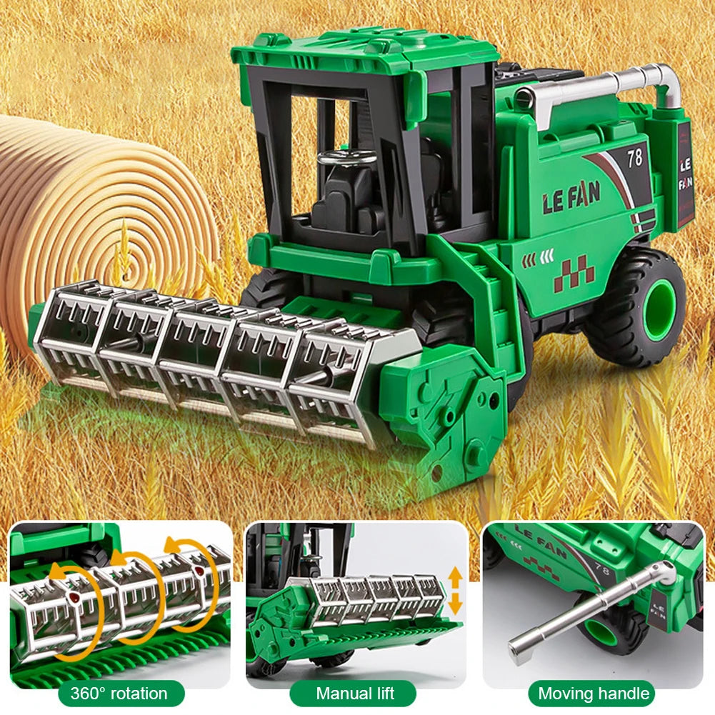 Friction Powered Combine Harvester Farm Toys Simulation Harvester Car Toy Push and Go Cars Toy for Kids Christmas Birthday Gift