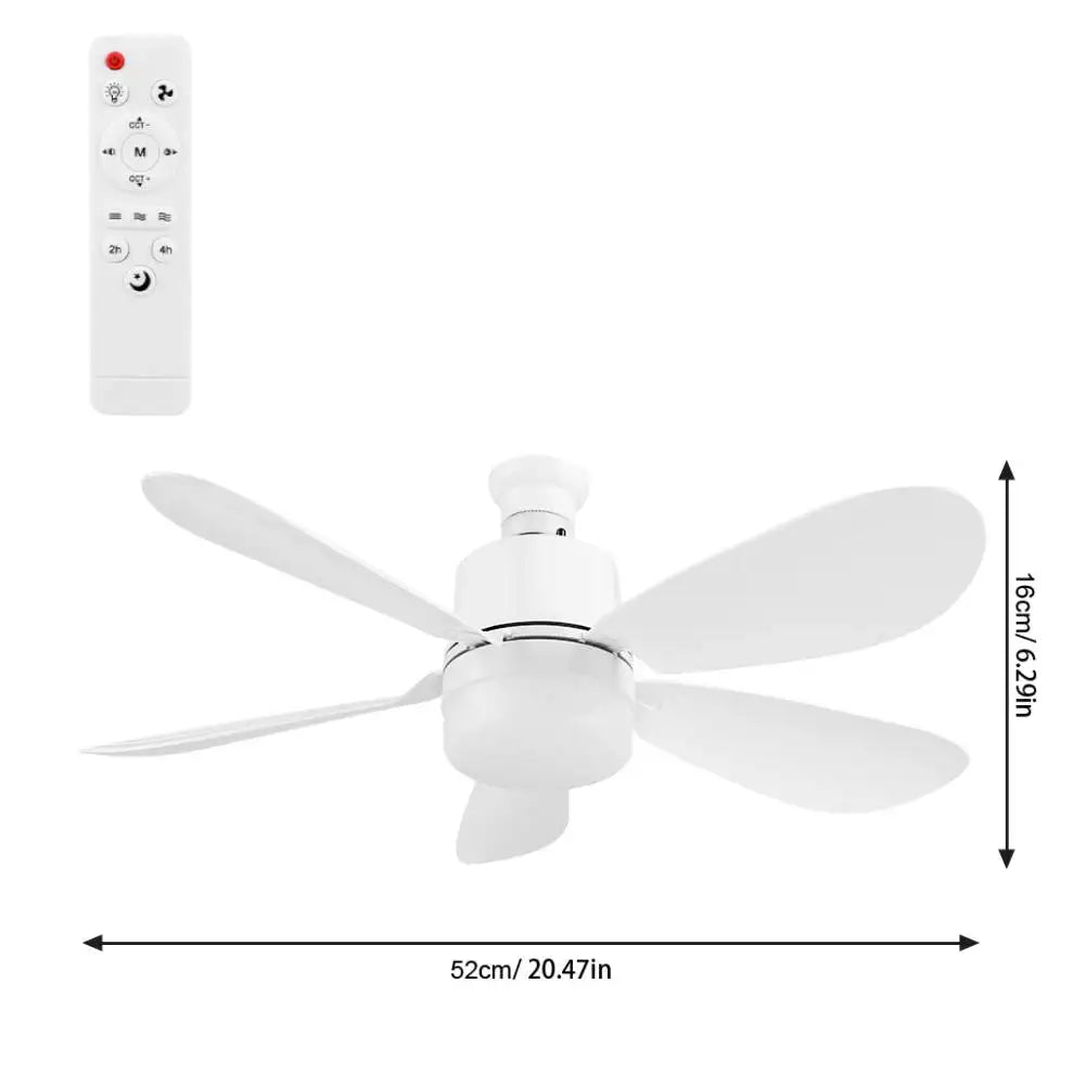 Socket Fan Light with Remote Ceiling Fan with Light Adjustable Wind Speed Timing Wireless Fan RGB Light for Living Room Bedroom