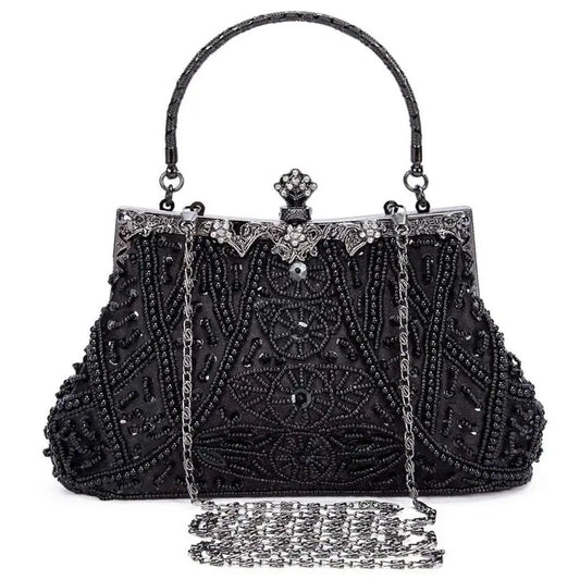 Vintage Beaded Clutch Evening Bags for Women Formal Bridal Wedding Clutch Purse Prom Cocktail Party Handbags
