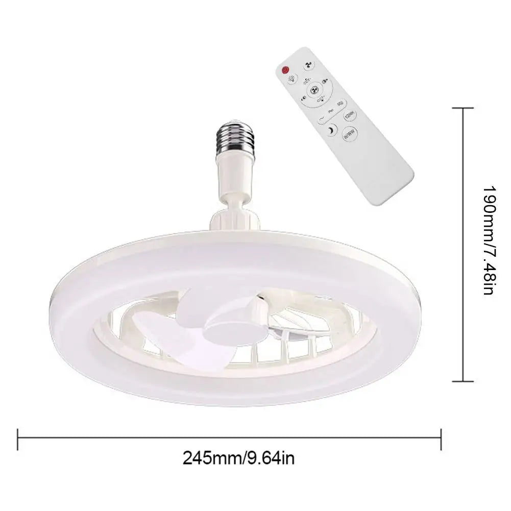 Socket Fan Light with Remote Ceiling Fan with Light Adjustable Wind Speed Timing Wireless Fan RGB Light for Living Room Bedroom