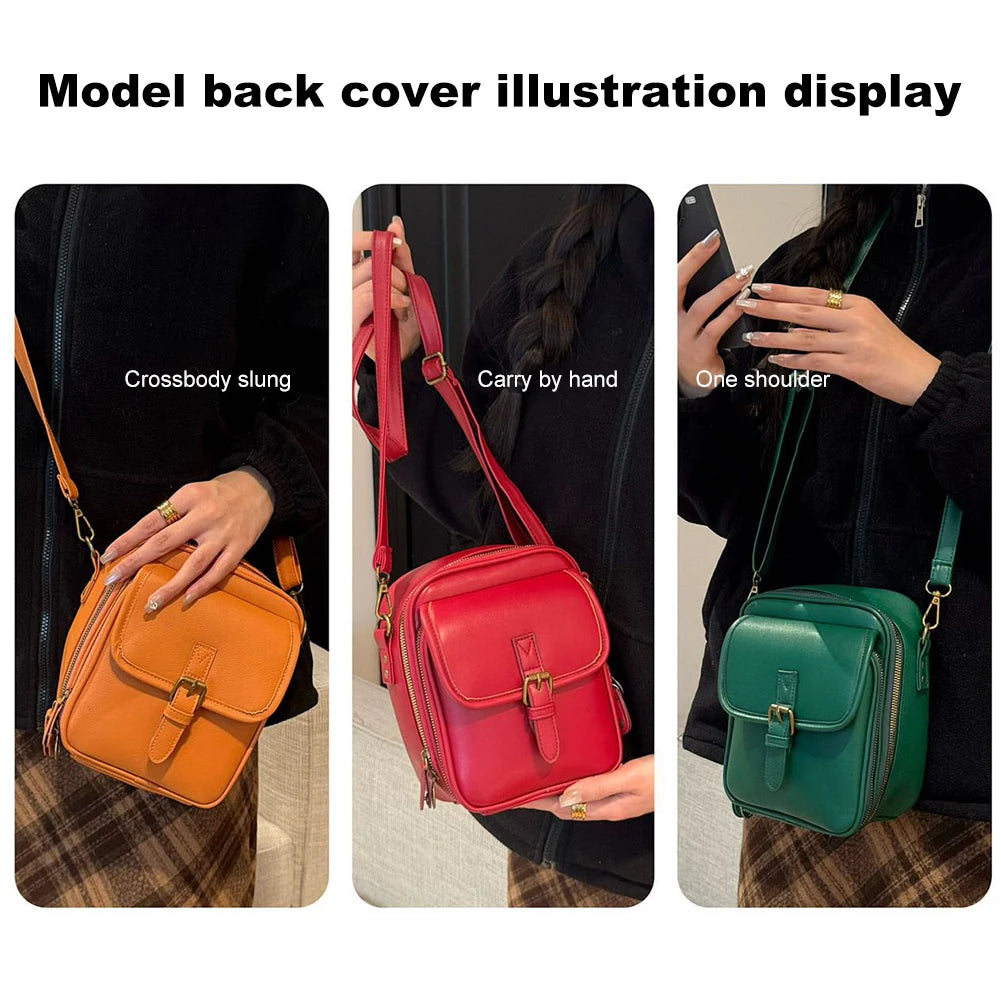Leather Small Crossbody Cell Phone Bag with Adjustable Removable Strap Trendy Sling Bag Cellphone Bag Wallet Purse for Women Men