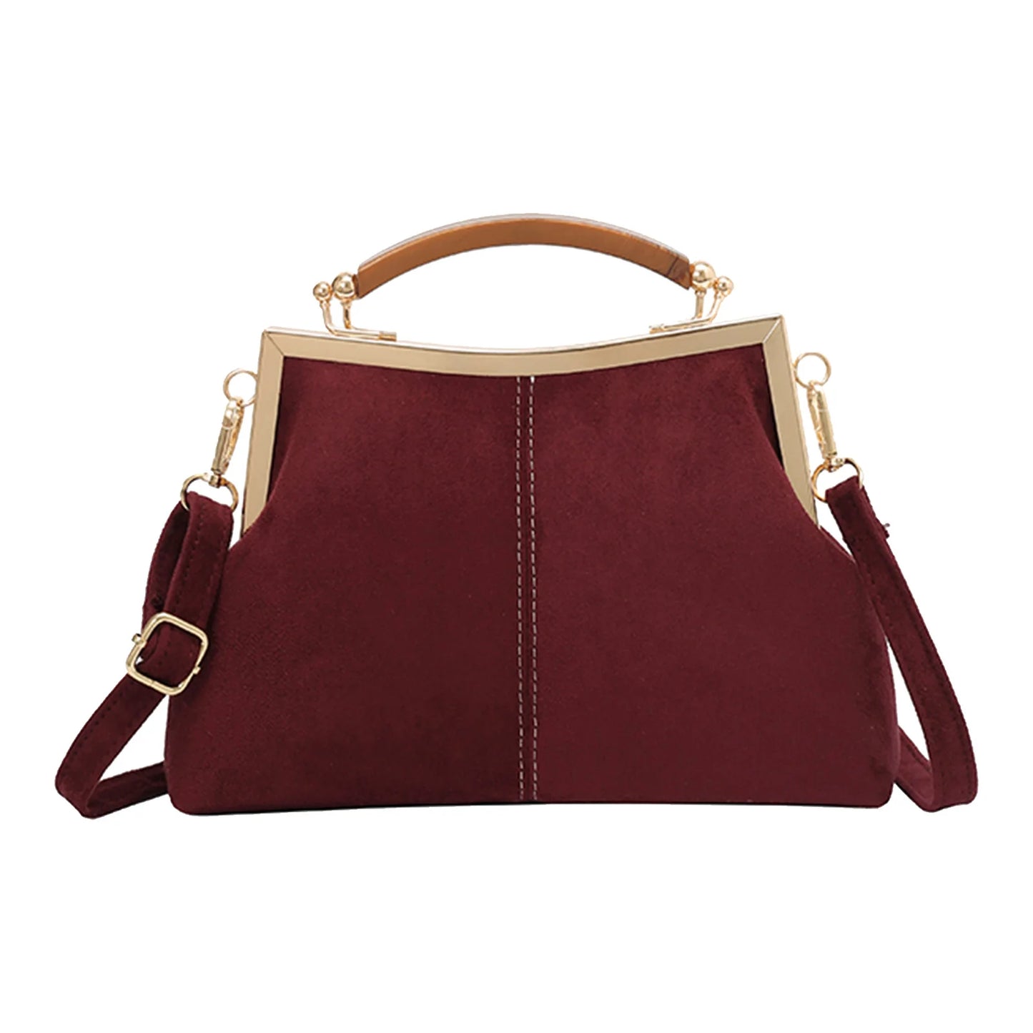 Faux Suede Fashion Handbag Solid Color Clutch Purses Lightweight Retro for Women Daily Use and Special Occasion