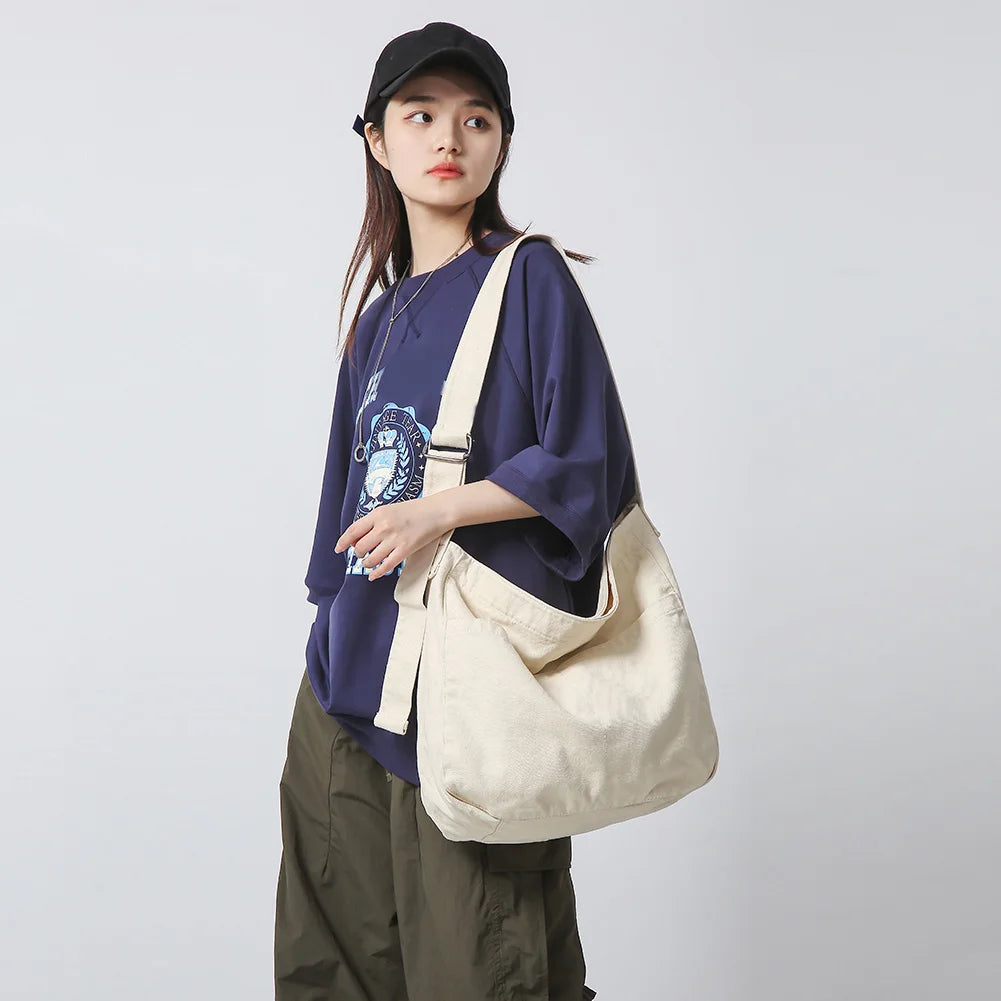 Shoulder Bag Canvas Simple College Student Bookbag Fashion Harajuku Satchels